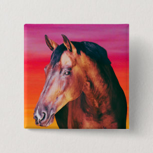 Bay Paard Gradiënt   Vierkante Button 5,1 Cm