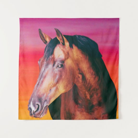 Bay Paard Gradiënt Wandkleed (Voorkant)