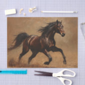 Bay Paard Running Oil Painting Decoupage Tissuepapier (Craft)