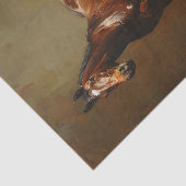 Bay Paard Staande Olie Schilderij Decoupage Tissuepapier (Detail)