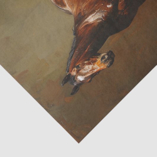 Bay Paard Staande Olie Schilderij Decoupage Tissuepapier (Detail)