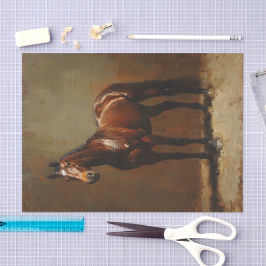 Bay Paard Staande Olie Schilderij Decoupage Tissuepapier (Craft)