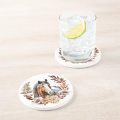 Bay Paint Paard Herfst krans Zandsteen Onderzetter (Zijkant)