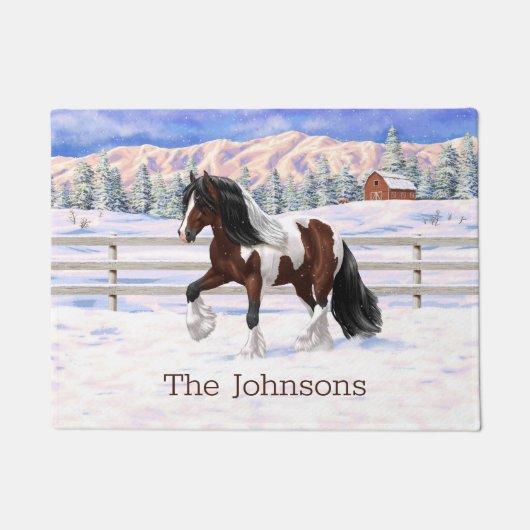 Bay Pinto Brown Skewbald Gypsy Vanner Tinker Horse Deurmat (Voorkant)