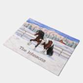 Bay Pinto Brown Skewbald Gypsy Vanner Tinker Horse Deurmat (Schuin)