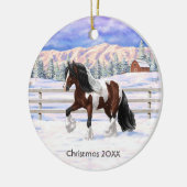 Bay Pinto Brown Skewbald Gypsy Vanner Tinker Horse Keramisch Ornament (Links)