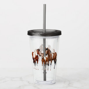 Bay Pinto Paint Quarter Paarden Acryl Drinkbeker
