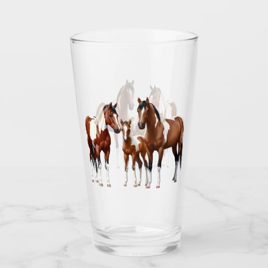 Bay Pinto Paint Quarter Paarden Glas (Voorkant)