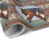 Bay Pinto War Horse Southwestern Design Cadeaupapier (Rol Hoek)