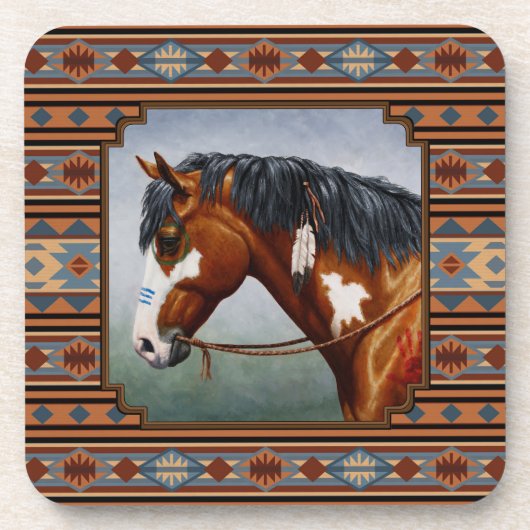 Bay Pinto War Horse Southwestern Design Onderzetter (Voorkant)