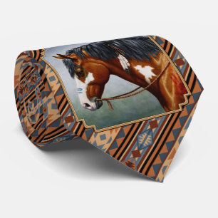 Bay Pinto War Horse Southwestern Design Stropdas