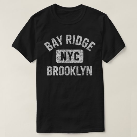 Bay Ridge Brooklyn NYC Gym Style Distress White T-shirt (Design voorkant)