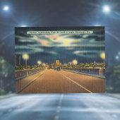 Bay Street Viaduct Night Savannah GA retro Briefkaart
