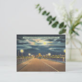 Bay Street Viaduct Night Savannah GA retro Briefkaart (Staand voorkant)