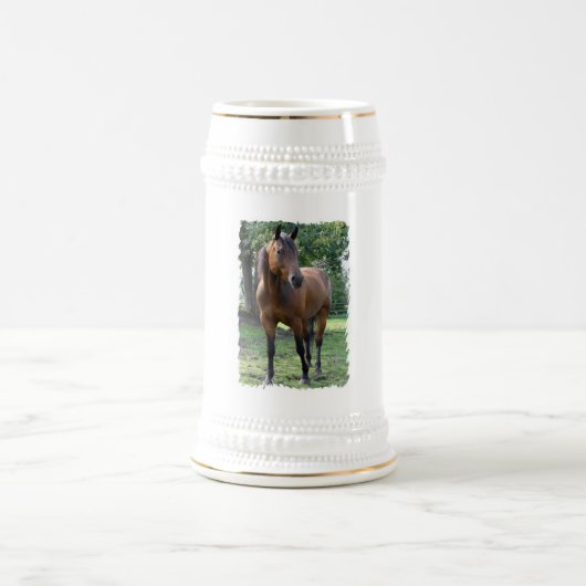 Bay Thoroughbred Horse Beer Stein Bierpul (Center)