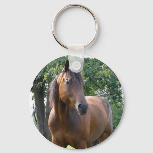 Bay Thoroughbred Horse Sleutelhanger (Voorkant)