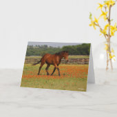Bay Thoroughbred Horse Walking Flowers Kaart (Gele Bloem)