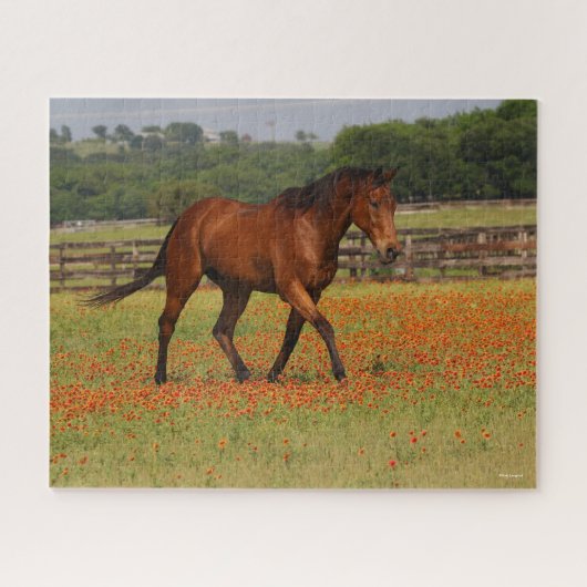Bay Thoroughbred Horse Walking Flowers Legpuzzel (Horizontaal)