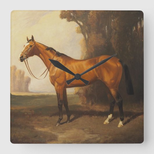 Bay Thoroughbred  Painting van James Palmer Vierkante Klok (Voorkant)