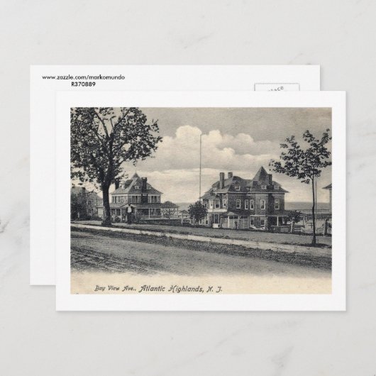 Bay Uitzicht Ave., Atlantische Hooglanden, NJ Vint Briefkaart (Voorkant / Achterkant)