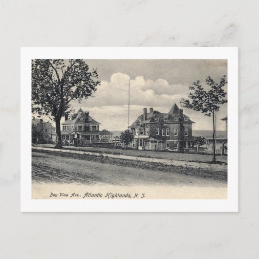 Bay Uitzicht Ave., Atlantische Hooglanden, NJ Vint Briefkaart (Voorkant)