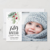 Bayas Rojas | Feliz Navidad Feestdagenkaart (Voorkant)