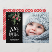 Bayas Rojas | Feliz Navidad Feestdagenkaart (Voorkant / Achterkant)