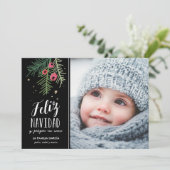 Bayas Rojas | Feliz Navidad Feestdagenkaart (Staand voorkant)