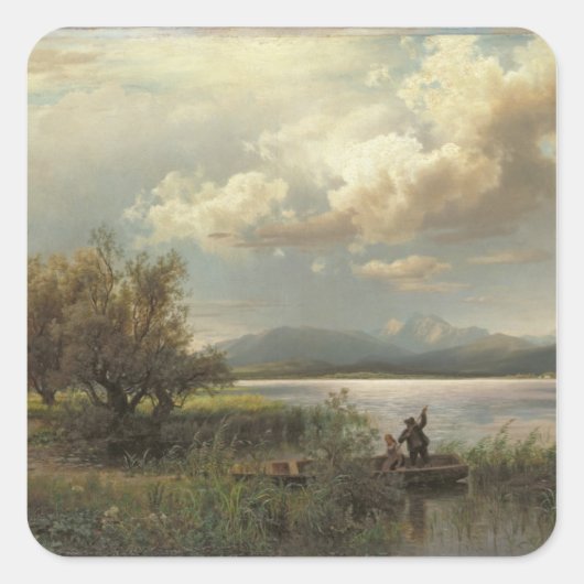 Bayern Landscape, 1856 Vierkante Sticker (Voorkant)
