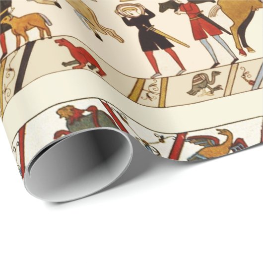 BAYEUX TAPESTRY 1066, NOORMAN KNIGHTS, VIKING SHIP CADEAUPAPIER (Rol Hoek)