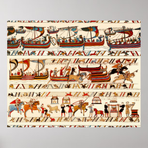 BAYEUX TAPESTRY 1066, NOORMAN KNIGHTS, VIKING SHIP POSTER