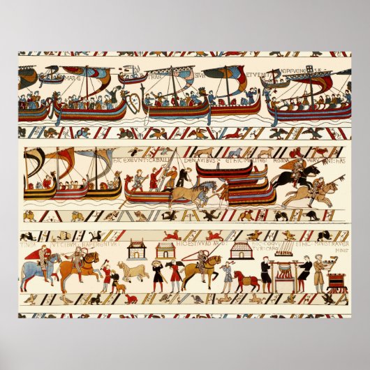 BAYEUX TAPESTRY 1066, NOORMAN KNIGHTS, VIKING SHIP POSTER (Voorkant)