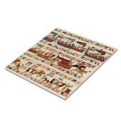 BAYEUX TAPESTRY 1066, NOORMAN KNIGHTS, VIKING SHIP TEGELTJE (Zijkant)