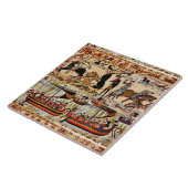 BAYEUX TAPESTRY 1066 NORMAN KNIGHTS, VIKING SHIPS TEGELTJE (Zijkant)