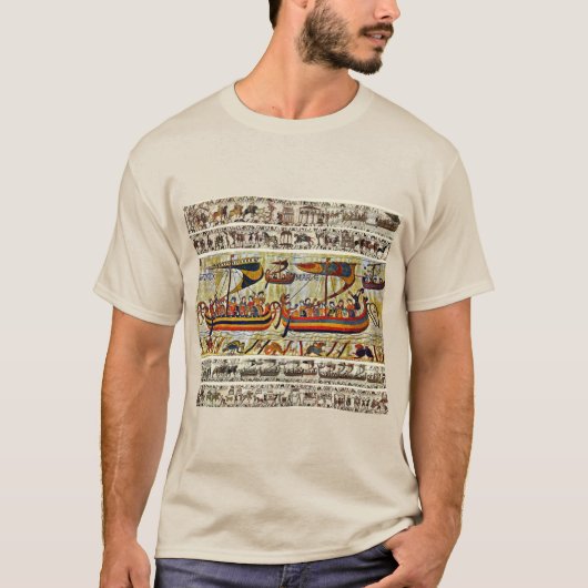 BAYEUX TAPESTRY 1066 VIKING SHIPS T-SHIRT (Voorkant)