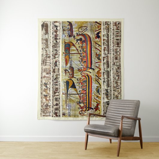 BAYEUX TAPESTRY 1066 VIKING SHIPS WANDKLEED (In situ)