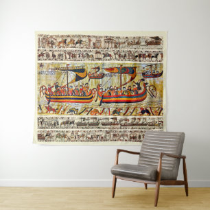 BAYEUX TAPESTRY 1066 VIKING SHIPS WANDKLEED