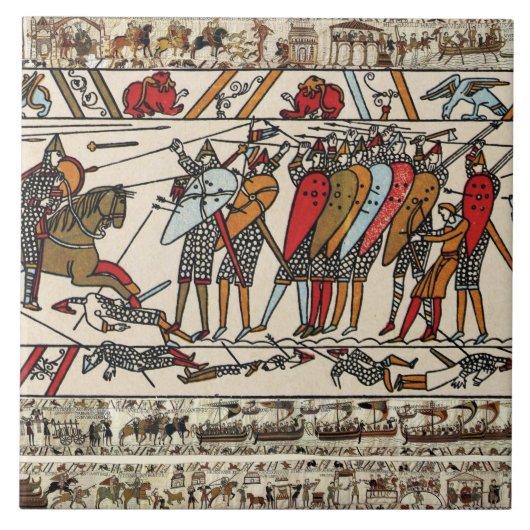 BAYEUX TAPESTRY, BATTLE OF HASTINGS,NORMAN KNIGHTS TEGELTJE (Voorkant)
