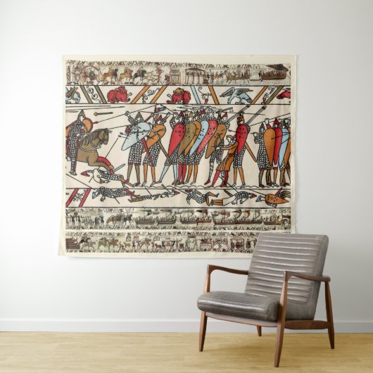 BAYEUX TAPESTRY BATTLE OF HASTINGS NORMAN KNIGHTS WANDKLEED (In Situ (horizontaal))