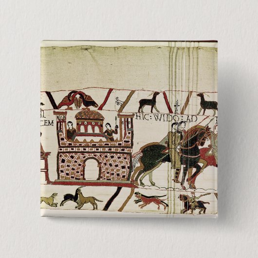 Bayeux Tapestry Earl Harold tot Duke of Normandy Vierkante Button 5,1 Cm (Voorkant)