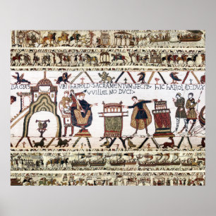 BAYEUX TAPESTRY Harold Legde een eed op heilige re Poster