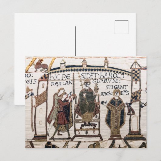 Bayeux Tapestry - King Harold Coronation Briefkaart (Voorkant / Achterkant)