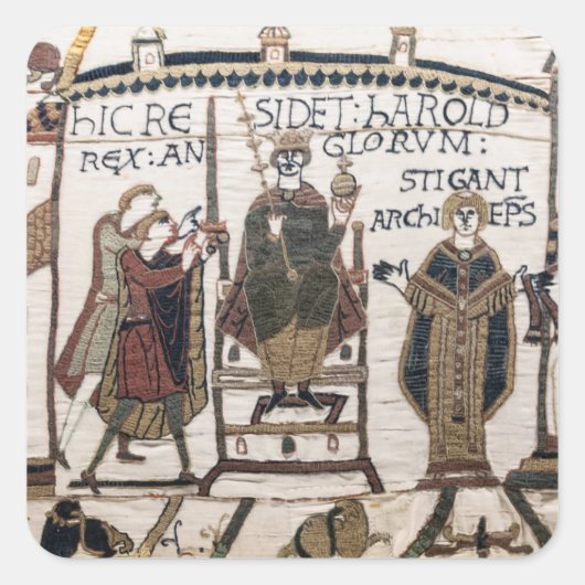 Bayeux Tapestry - King Harold Coronation Vierkante Sticker (Voorkant)