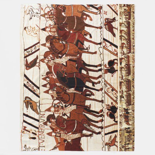 BAYEUX TAPESTRY NORMAN ARMY, KNIGHTS HORSEBACK FLEECE DEKEN (Voorkant)