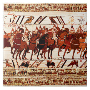 BAYEUX TAPESTRY NORMAN ARMY, KNIGHTS HORSEBACK TEGELTJE