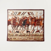 BAYEUX TAPESTRY NORMAN ARMY, KNIGHTS HORSEBACK WANDKLEED (Voorkant (horizontaal))