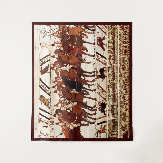 BAYEUX TAPESTRY NORMAN ARMY, KNIGHTS HORSEBACK WANDKLEED (Voorkant)