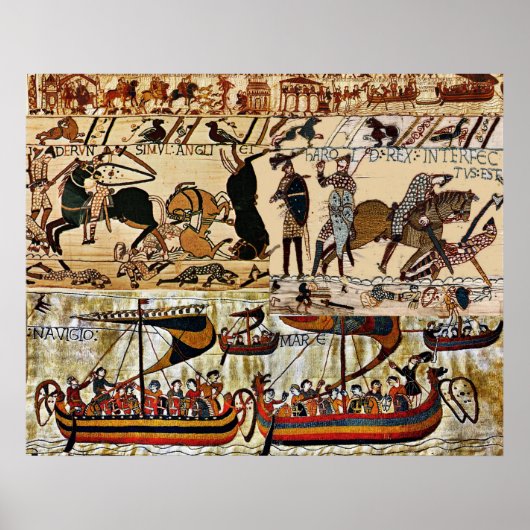 BAYEUX TAPESTRY, NORMAN KNIGHTS, ARCHERS, VIKSHIP POSTER (Voorkant)