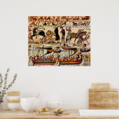 BAYEUX TAPESTRY, NORMAN KNIGHTS, ARCHERS, VIKSHIP POSTER (Keuken)