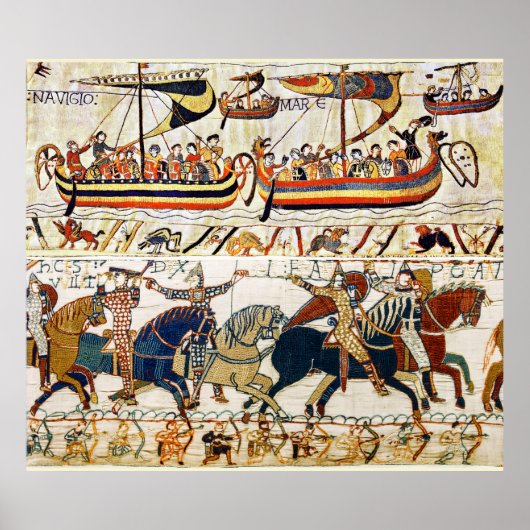 BAYEUX TAPESTRY, NORMAN KNIGHTS, ARCHERS, VIKSHIP POSTER (Voorkant)